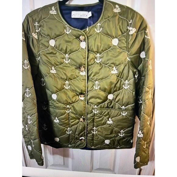 NWOT VINEYARD VINES KENTUCKY DERBY QUILTED EMBROIDERED OLIVE NAUTICAL JACKET SML - Picture 1 of 7